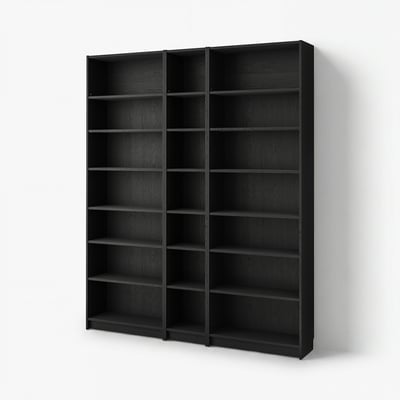 BILLY تشكيلة مكتبة مع وحدات تمديد, أسود شكل السنديان, ‎200x28x237 سم‏