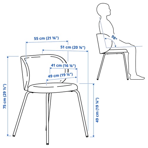 DOCKSTA / KRYLBO طاولة و 4 كراسي, أبيض/أزرق, 103 سم