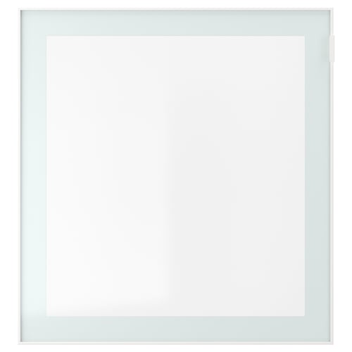 GLASSVIK باب زجاج, أبيض/أخضر فاتح زجاج شفاف, 60x64 سم