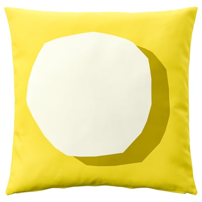 GULLBERGSÖ غطاء وسادة, أصفر ساطع أبيض/خارجي داخل المنزل, 50x50 سم