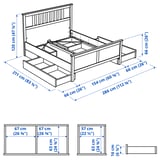 HEMNES هيكل سرير+4 صناديق تخزين, رمادي مصبوغ/Lönset, ‎140x200 سم‏