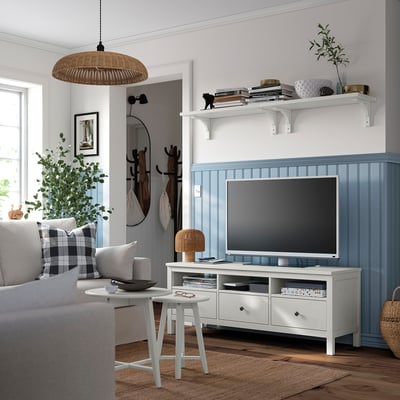 HEMNES طاولة تلفزيون, أبيض, ‎148x47x57 سم‏