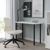LINNMON / ADILS طاولة, أبيض/أسود, ‎100x45 سم‏