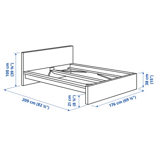 MALM هيكل سرير، عالي, أبيض/Luröy, 160x200 سم