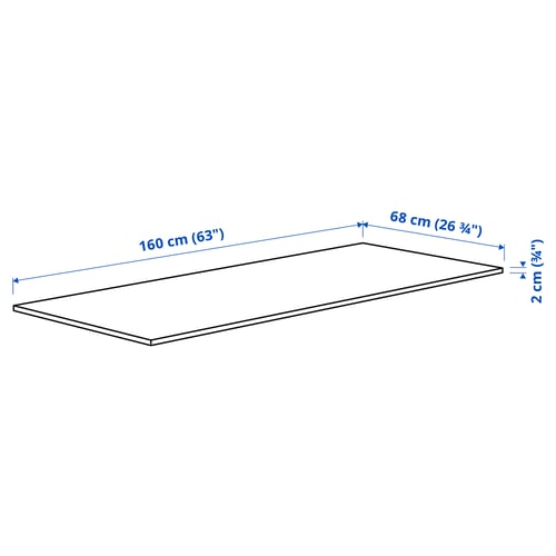 MITTZON سطح طاولة, أسود/قشرة خشب الدردار, 160x68 سم