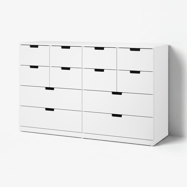 NORDLI خزانة مع 12 درج, أبيض, 160x99 سم