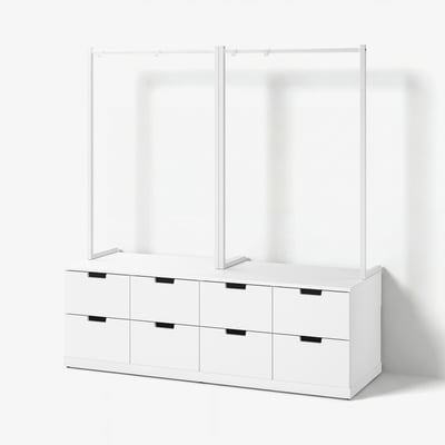 NORDLI خزانة بـ 8 أدراج, أبيض, 160x169 سم