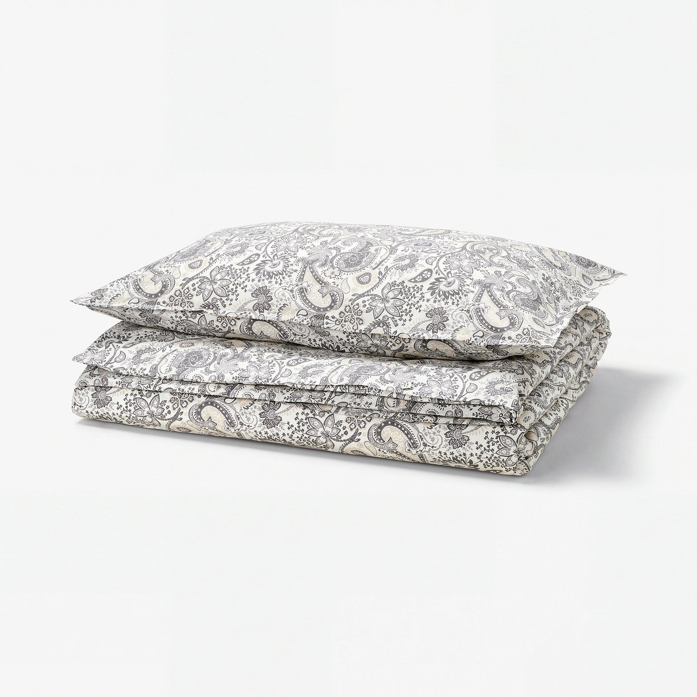 RODGERSIA غطاء لحاف و غطاء مخدة, رمادي/أبيض, ‎150x200/50x80 سم‏