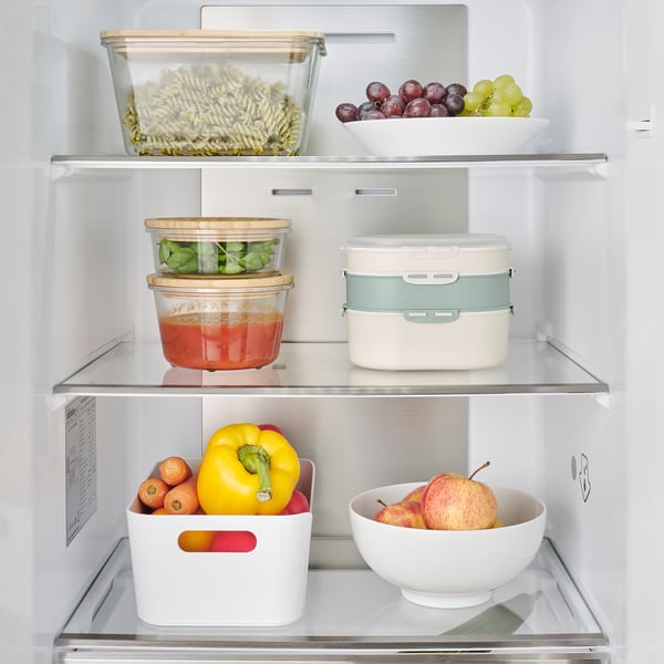 UTBJUDA وحدة إضافة لصندوق غداء قابل للتكديس, للأطعمة الجافة أخضر رمادي فاتح, 0.3 ل