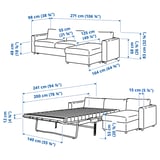 VIMLE كنبة سرير 3 مقاعد مع أريكة طويلة, Hallarp رمادي