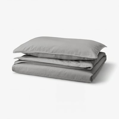 ÄNGSLILJA Duvet cover and pillowcase, grey, 150x200/50x80 cm