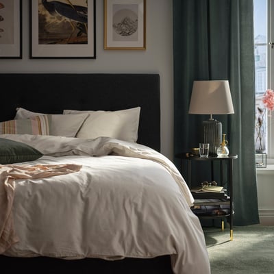 ÄNGSLILJA Duvet cover and pillowcase, light grey-beige, 150x200/50x80 cm