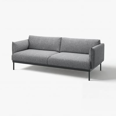 ÄPPLARYD sofa: modern grey fabric, sleek metal legs, comfortable & plush