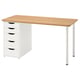 Option: ANFALLARE / ALEX Desk, bamboo/white, 140x65 cm