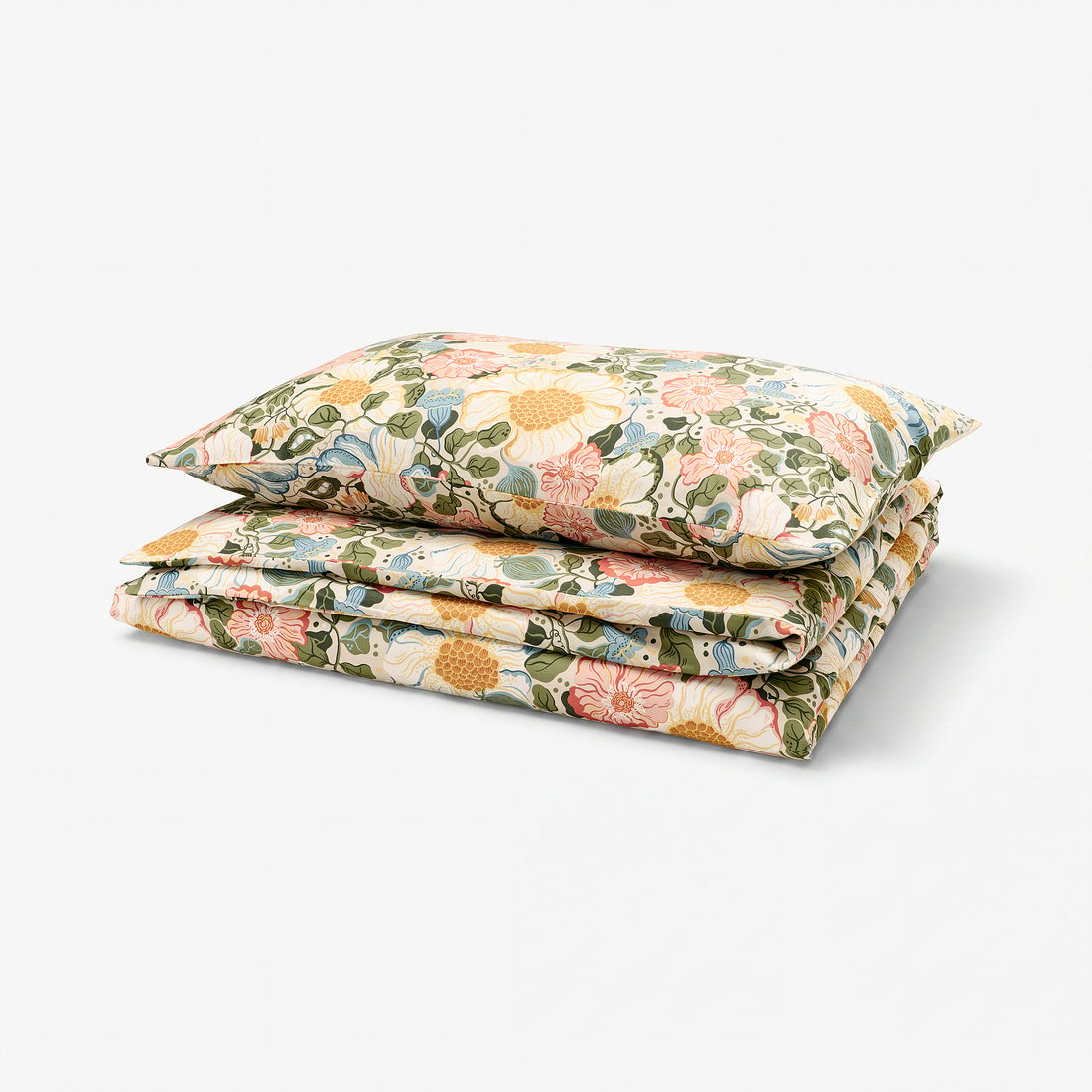 ARENBOK duvet cover and pillowcase, beige/floral pattern, 150x200/50x80 ...