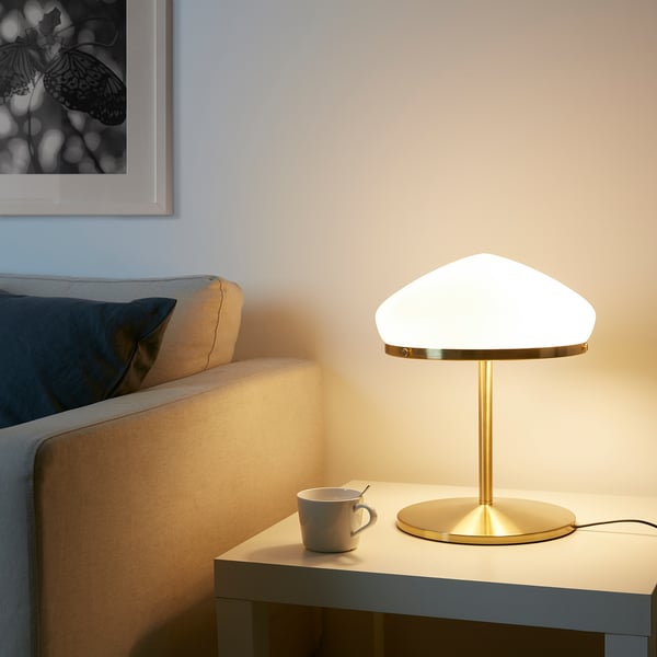 ÅTERSKEN Table lamp opal white glass IKEA