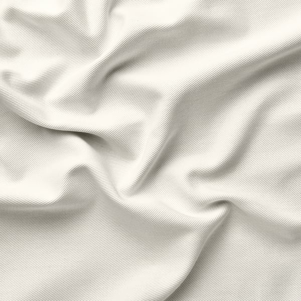Soft, white, textured cotton fabric. Wrinkled and draped elegantly, showcasing its quality and texture.