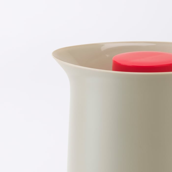 BEHÖVD vacuum flask, beige/red, 1 l IKEA