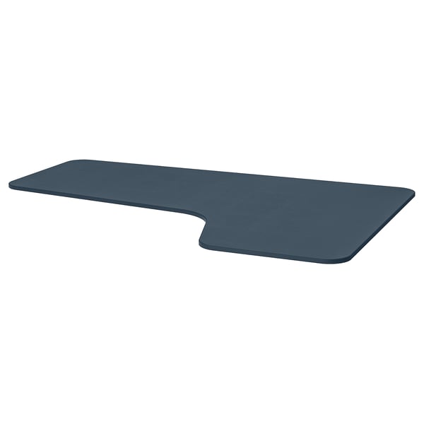 BEKANT Right-hand corner table top - linoleum blue - IKEA