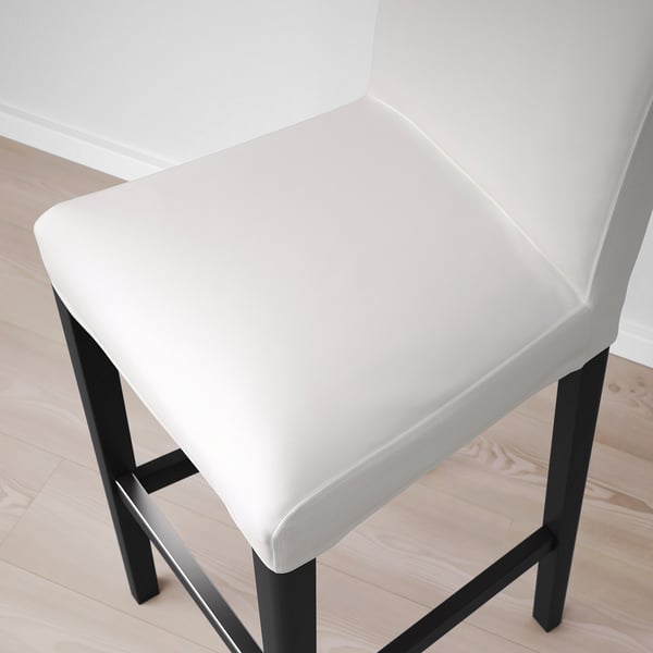 BERGMUND bar stool with backrest, black/Inseros white, 75 cm IKEA