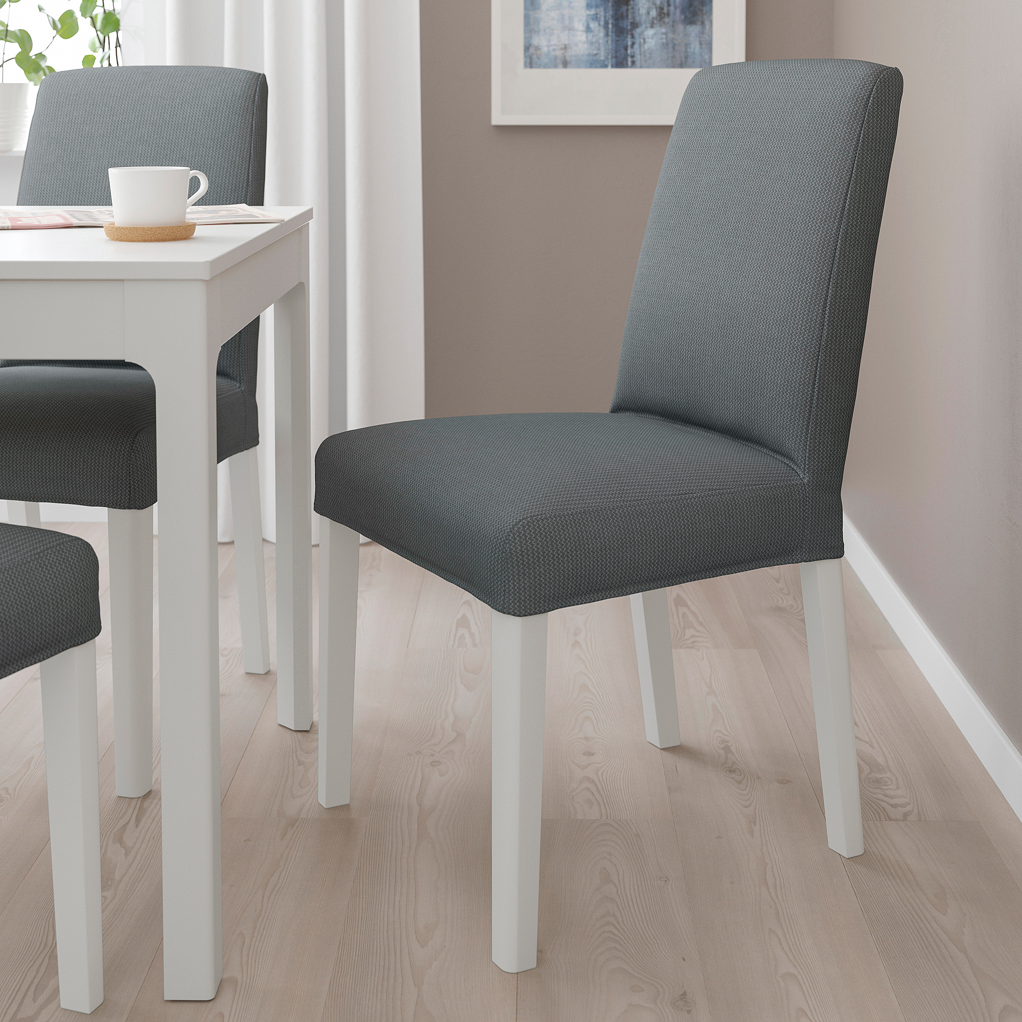 BERGMUND Chair, white/Nykvarn grey