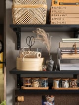 BERGSHULT Shelf, brown-black, 80x20 cm