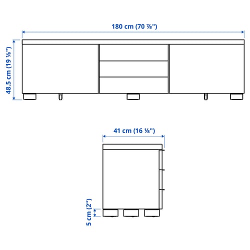 Illustration with measurements for the product: BESTÅ BURS.