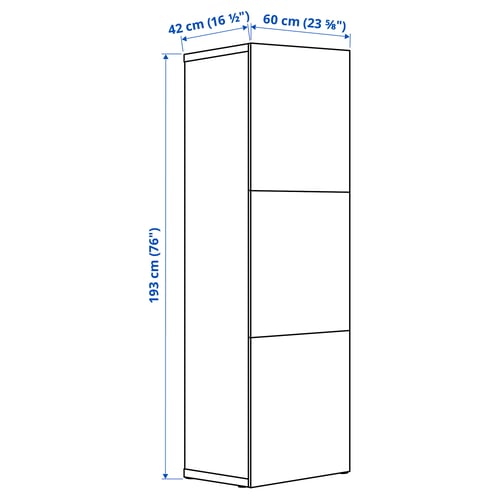 Illustration with measurements for the product: BESTÅ.