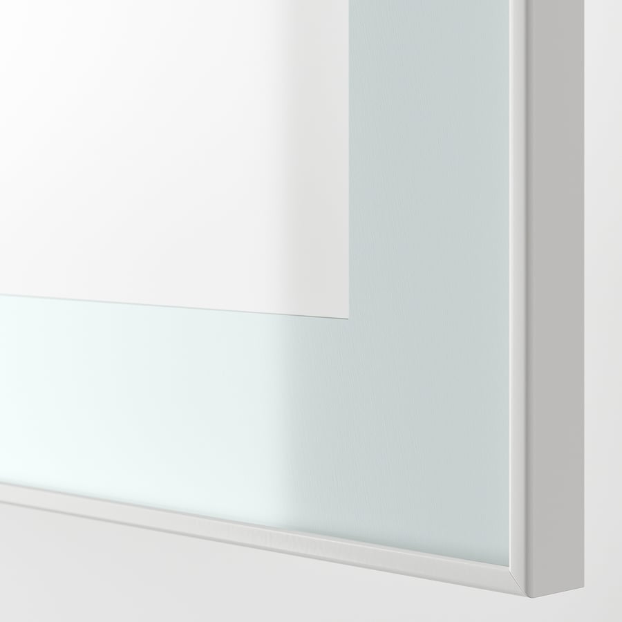 BESTÅ وحدة أرفف مع أبواب زجاجية, أبيض Glassvik/أبيض/أخضر فاتح زجاج شفاف
