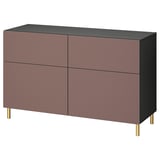 BESTÅ Storage combination w doors/drawers, black-brown/Hjortviken/Ösarp brown, 120x42x74 cm