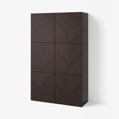 BESTÅ Storage combination with doors, black-brown Hedeviken/dark brown stained oak veneer, 120x42x193 cm
