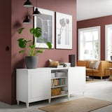 BESTÅ Storage combination with doors, white/Smeviken/Kabbarp white, 180x42x74 cm