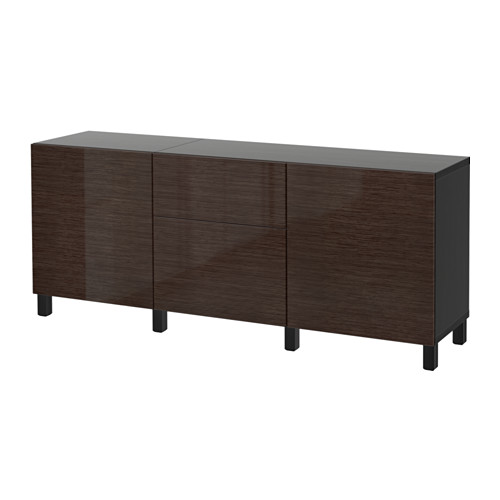 BESTÅ Storage combination with drawers blackbrown/Selsviken high