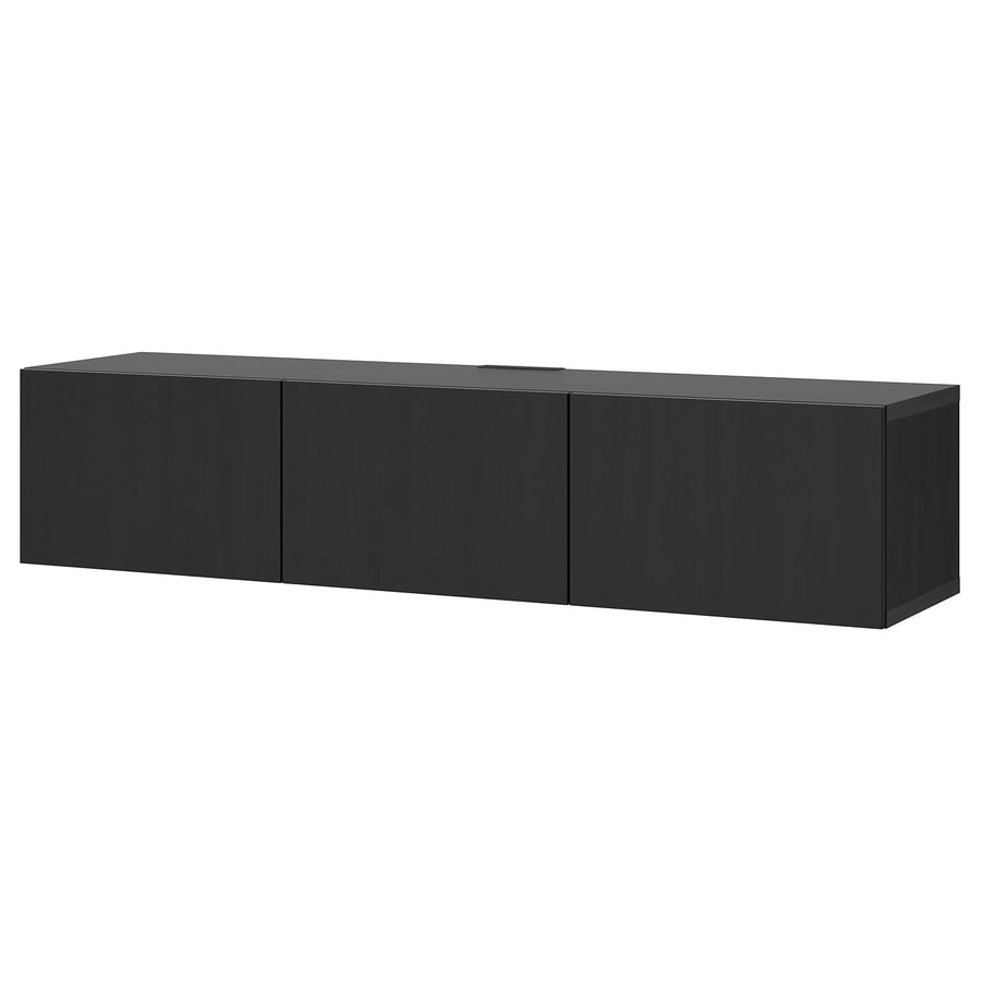 BESTÅ TV bench with doors, blackbrown/Lappviken blackbrown, 180x42x38