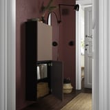BESTÅ Wall cabinet with 2 doors, black-brown/Lappviken light grey-brown, 60x22x128 cm