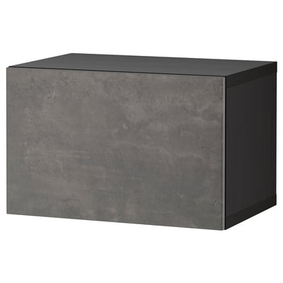 BESTÅ Wall-mounted cabinet combination, black-brown/Kallviken dark grey, 60x42x38 cm
