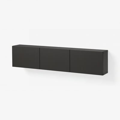 BESTÅ Wall-mounted cabinet combination, black-brown/Lappviken black-brown, 180x22x38 cm