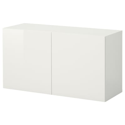 BESTÅ Wall-mounted cabinet combination, white/Selsviken high-gloss, 120x42x64 cm