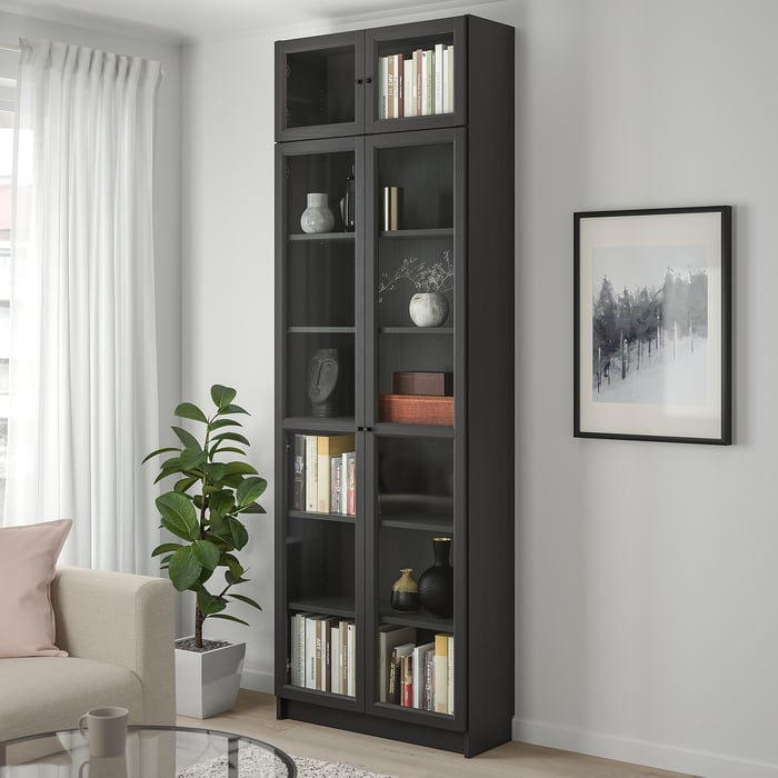 BILLY / OXBERG Bookcase, blackbrown, 80x30x237 cm IKEA