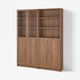 BILLY / OXBERG Bookcase with panel/glass doors, brown walnut effect/clear glass, 160x30x202 cm