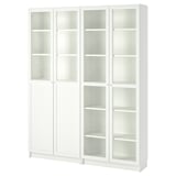 BILLY / OXBERG Bookcase with panel/glass doors, white/glass, 160x30x202 cm