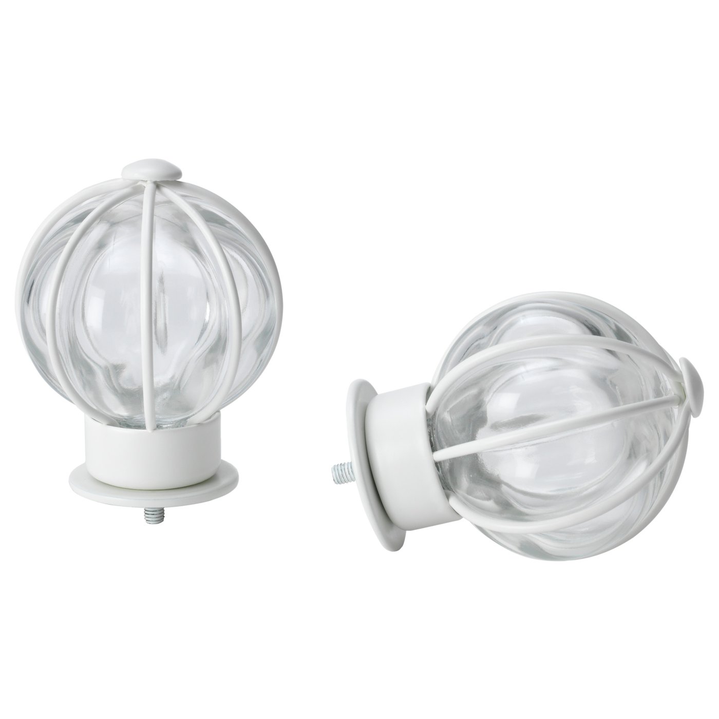 BLÅST finials, 1 pair, white/glass IKEA