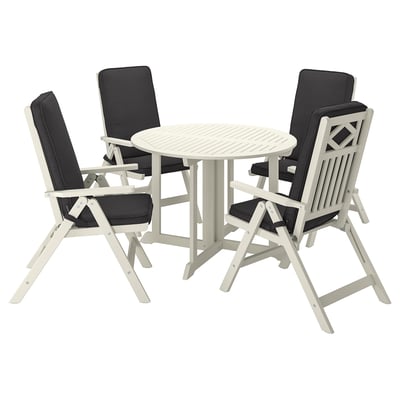 BONDHOLMEN Table+4 reclining chairs, outdoor, white/beige/Järpön/Duvholmen anthracite