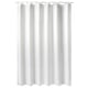 A white BORSTALOE shower curtain, made of recycled polyester, featuring a waffle texture.