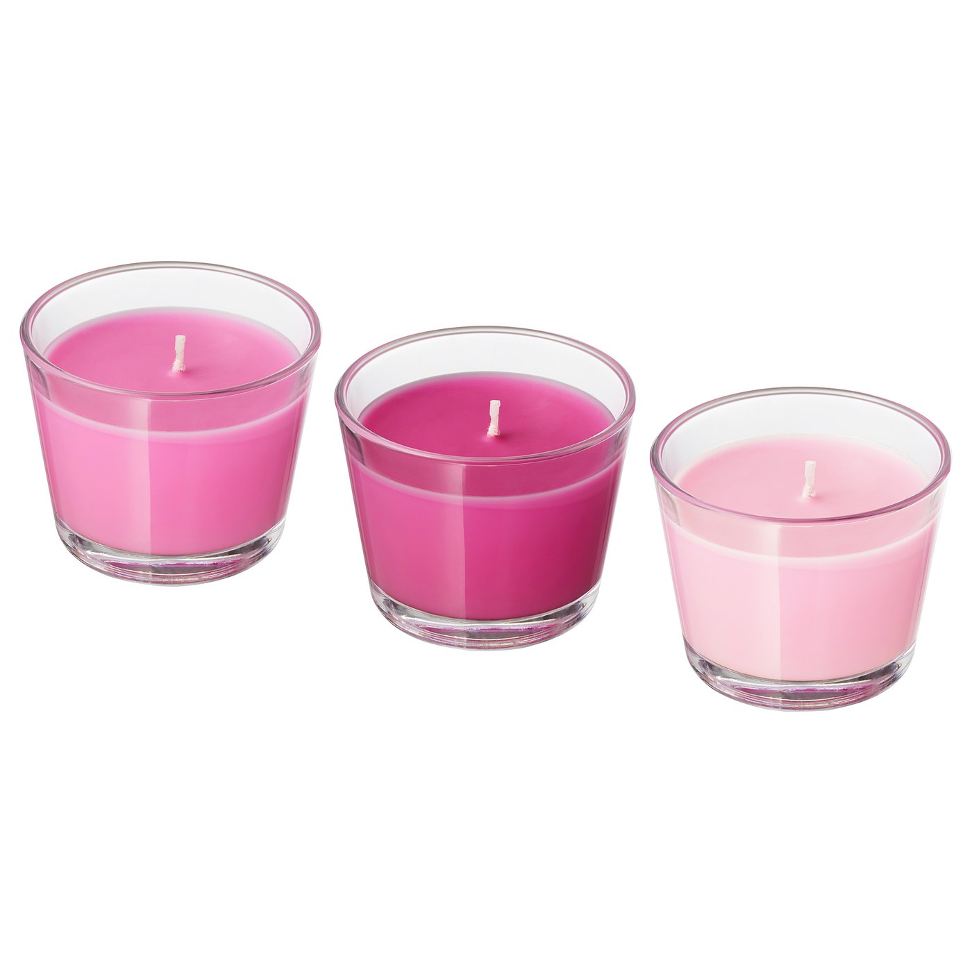 BRÄCKA Scented candle in glass Mint candy/pink IKEA