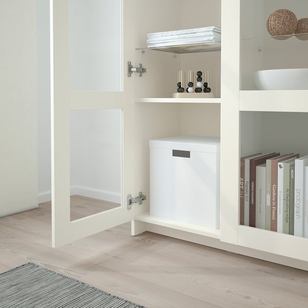 brimnes خزانة مع أبواب زجاج أبيض 78x95 سم ikea