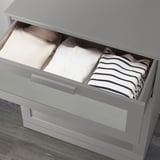 BRIMNES Chest of 3 drawers, grey/frosted glass, 78x95 cm