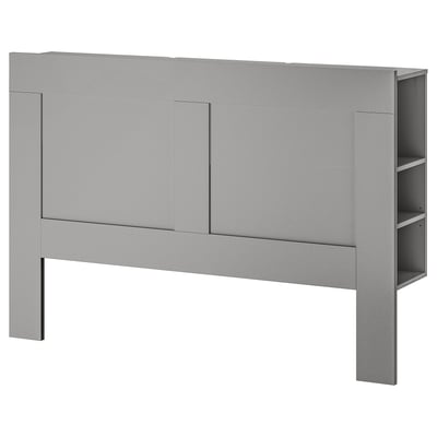 BRIMNES Headboard with storage compartment, grey, 140 cm