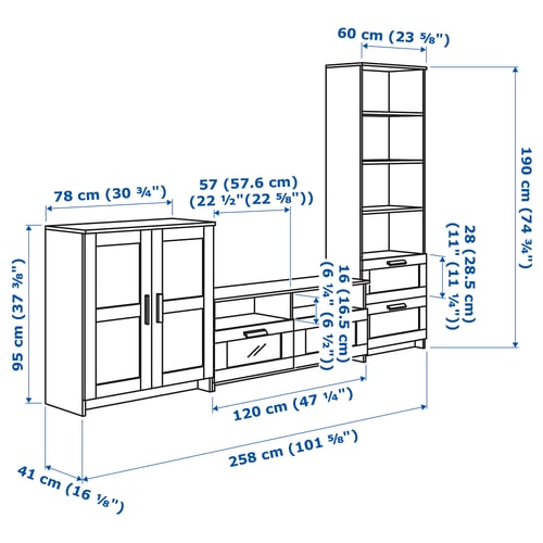 Illustration with measurements for the product: BRIMNES.