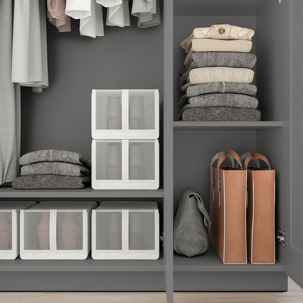 BRIMNES Wardrobe with 3 doors, grey, 117x190 cm